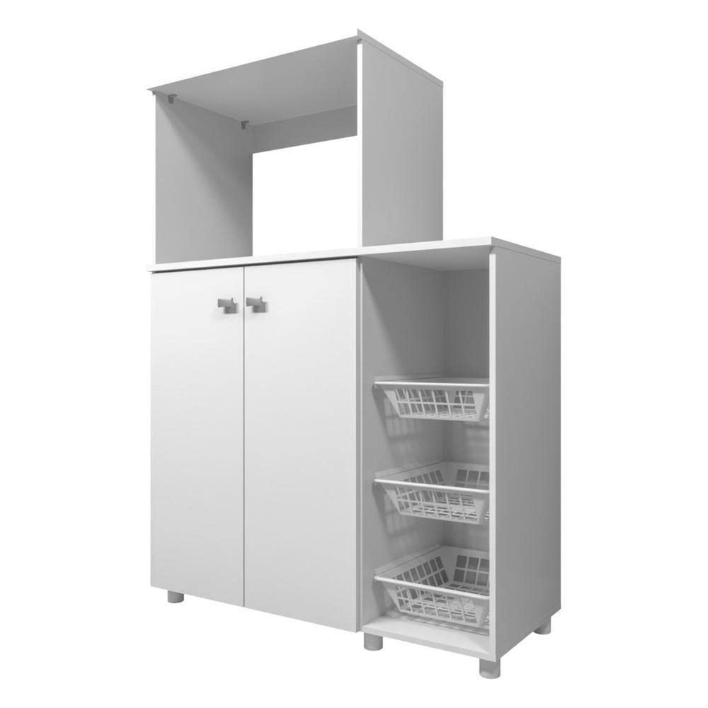 Balcão Multiuso com 2 Portas e Fruteira Branco - Organize sua Cozinha com Estilo