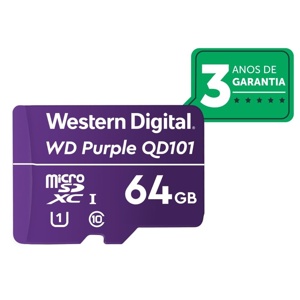 Cartão Micro SD 64GB WD Purple: Segurança 24h e 3 Anos de Garantia para suas Câmeras