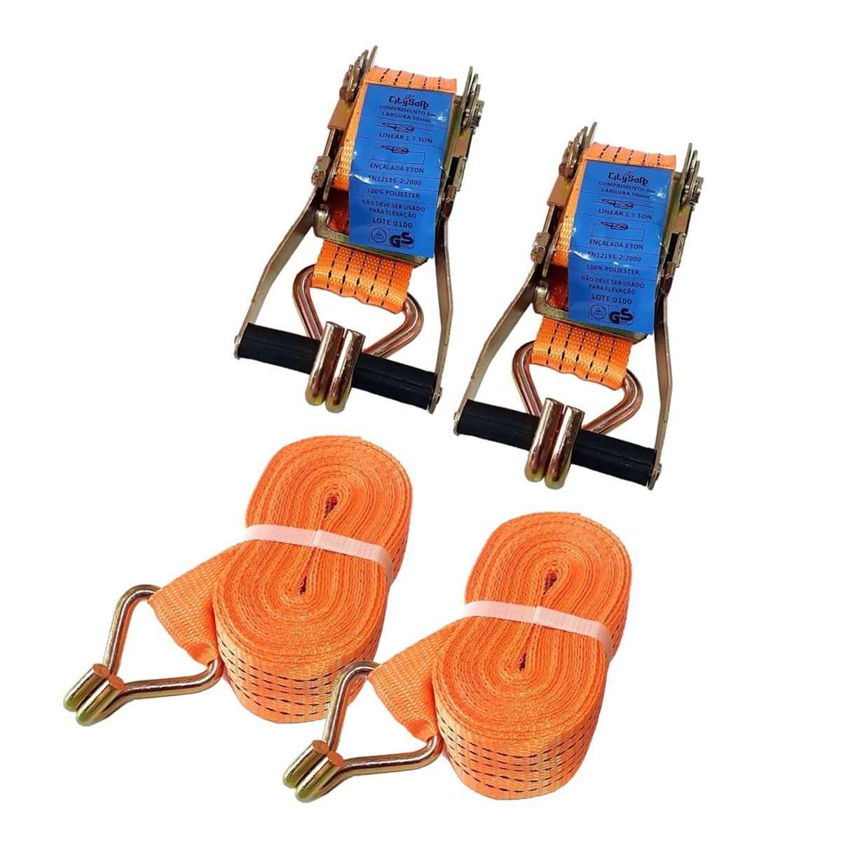 Kit 2x Cinta Catraca 3000Kg CitySafe: Amarração Segura e Confiável para Suas Cargas (9m)