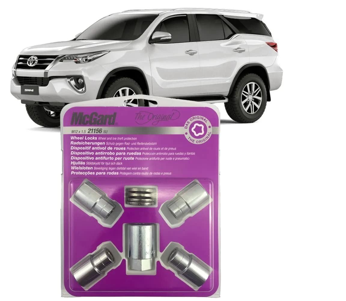 Trava Antifurto Porca de Roda Original Corolla, Hilux, SW4, Rav4, Yaris - Segurança Cromada M12x1.5MM (Kit 5 Peças)