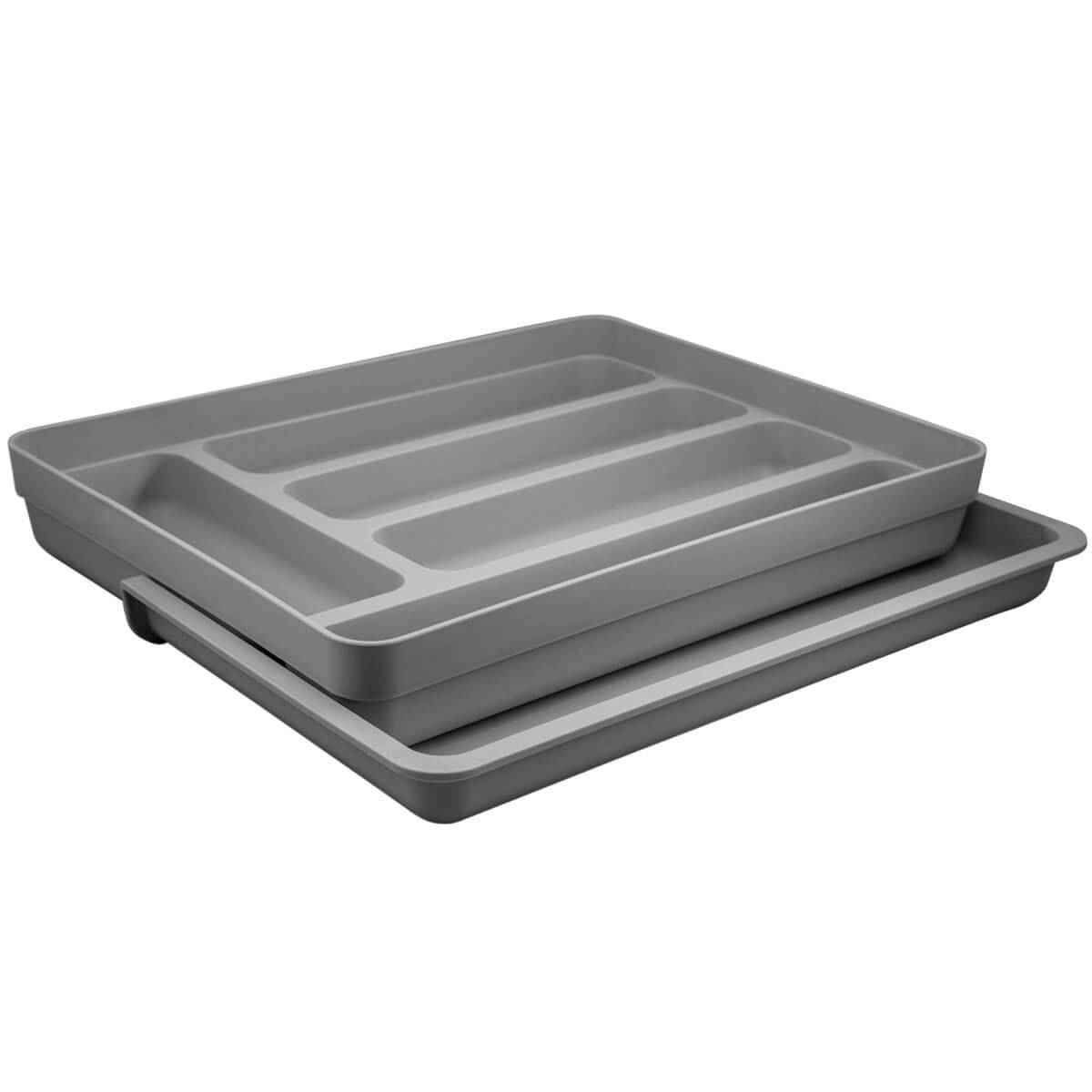 Organizador de Talheres com Extensor Ajustável - Linha Logic Chumbo