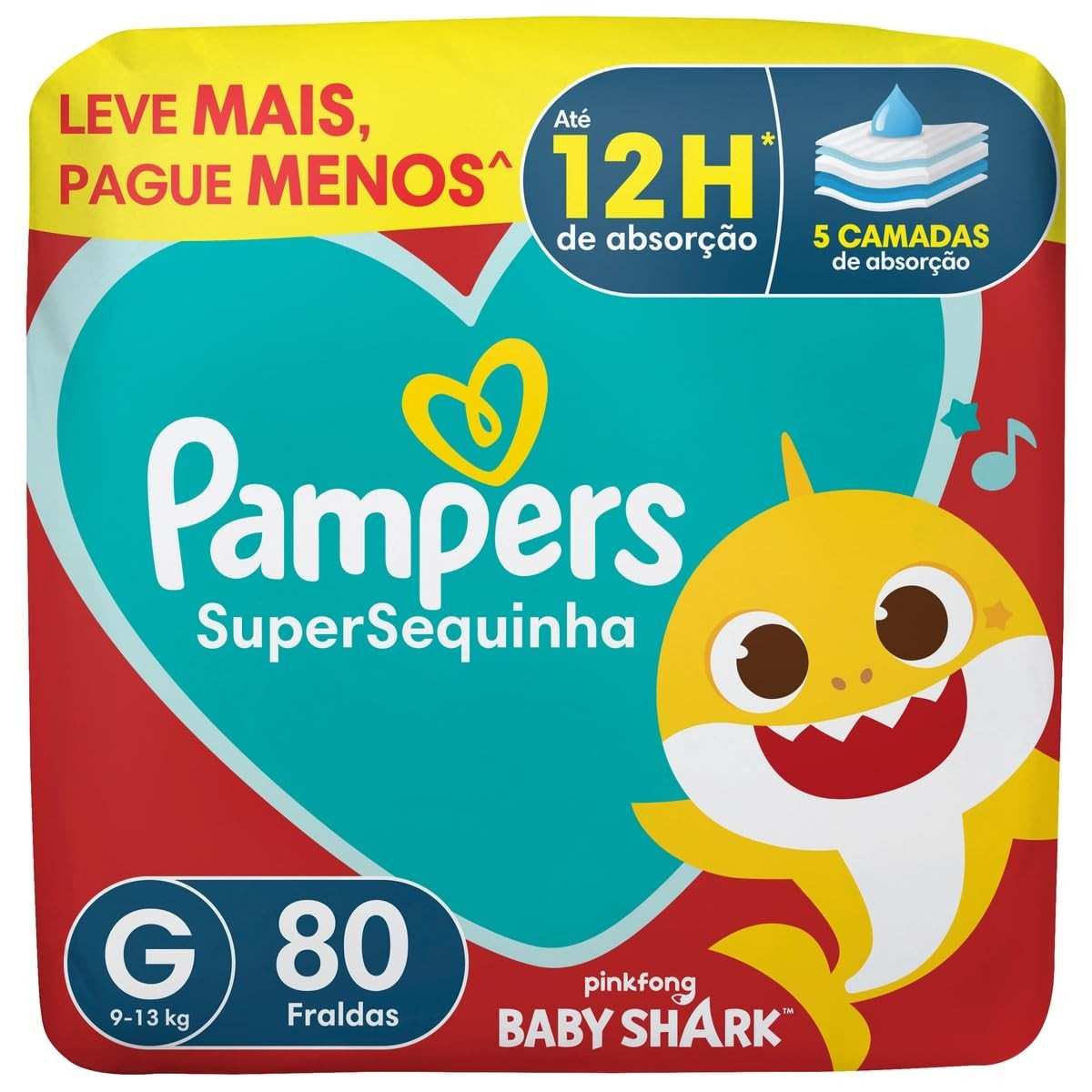 Fralda Pampers SuperSeca Tamanho G - 80 Unidades | Conforto e Proteção Noturna