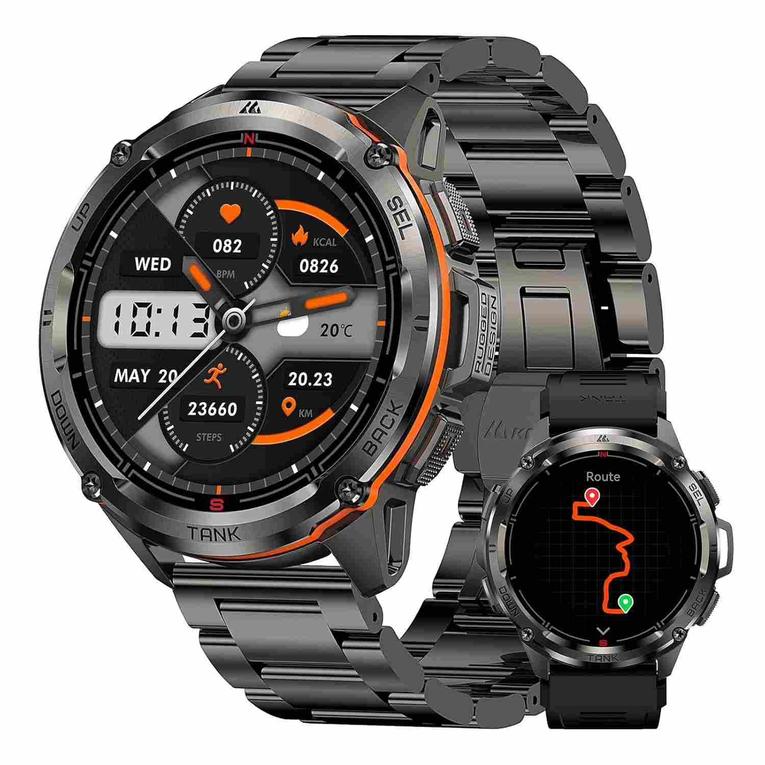 KOSPET Tank T3 Ultra: Smartwatch Militar, GPS, AMOLED, 50M à Prova d'Água e Bateria Duradoura