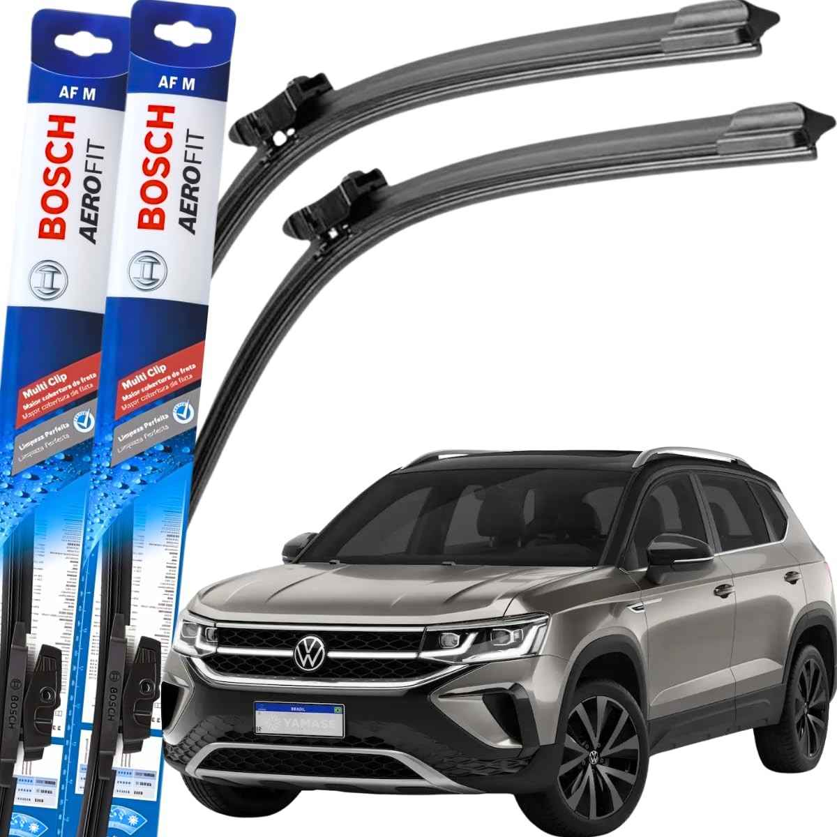 Palheta Limpador Para-brisa Bosch Aerofit Multiclip Original VW Taos 2021-2025 (Par)
