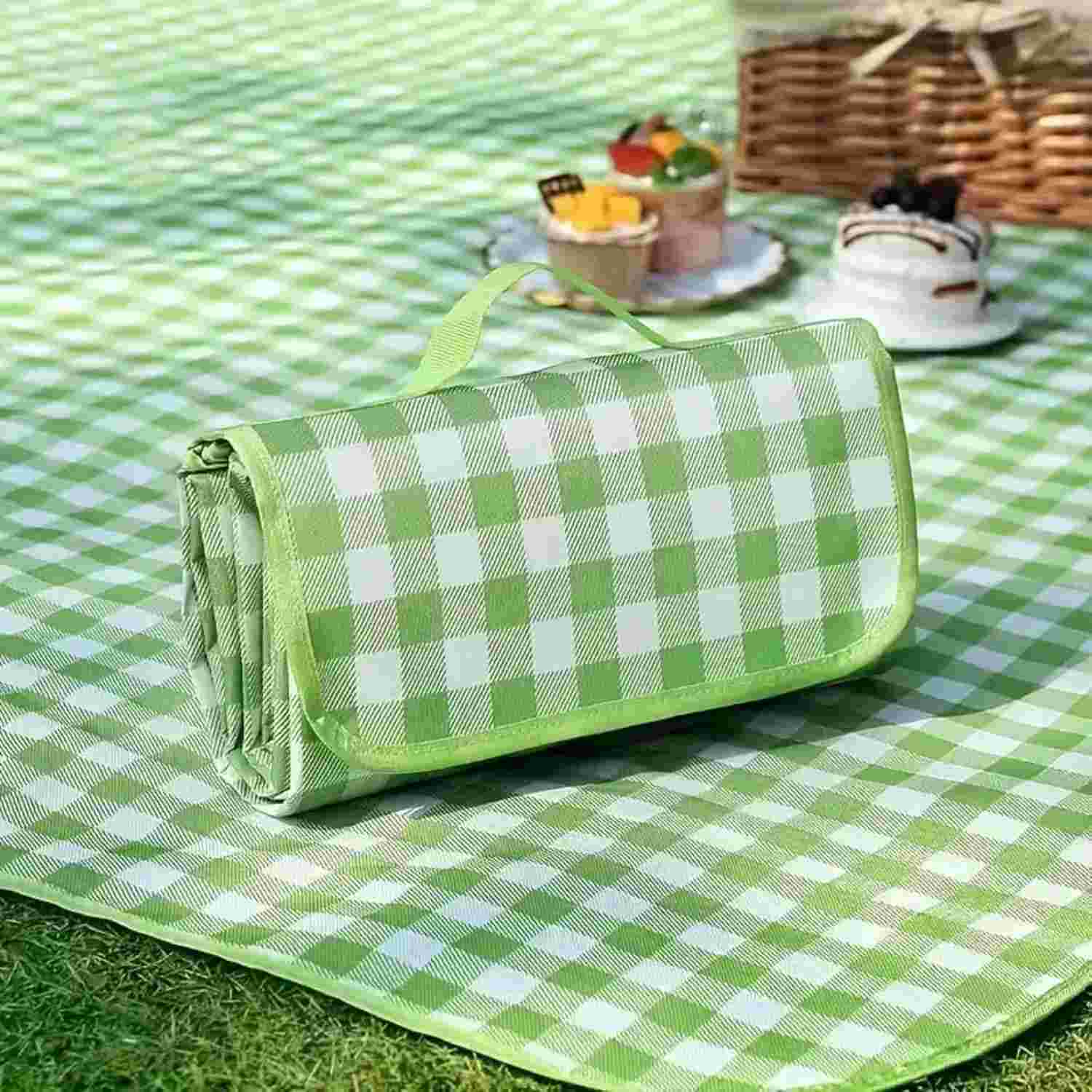 Cobertor de Piquenique Impermeável Dobrável 101x152cm - Tapete de Praia Resistente à Areia e Água