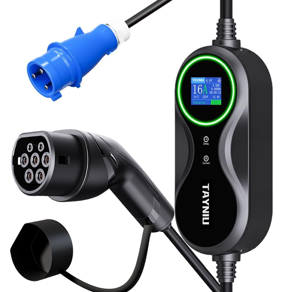 Carregador Portátil TAYNIU Infinity 7KW Tipo 2 para Carros Elétricos e Híbridos - 5M Cabo, 8-32A Ajustável | Envio Rápido Brasil