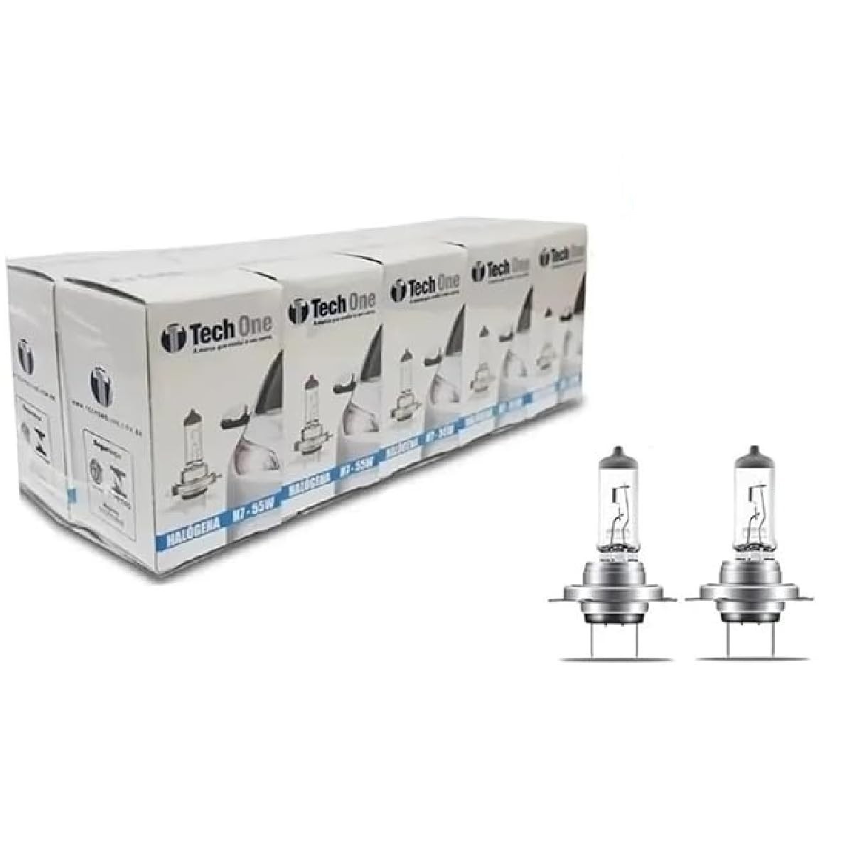 Kit 10 Lâmpadas Halógenas H7 55W 12V 4300K Tech One - Iluminação Superior