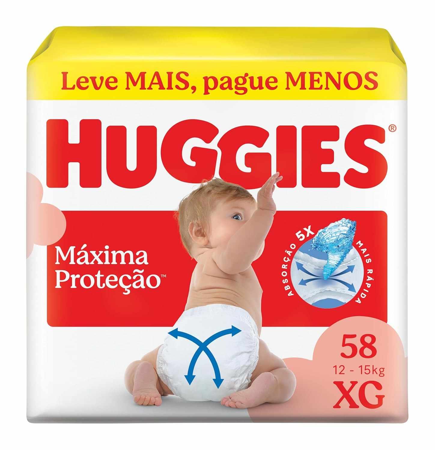 Fralda Huggies Máxima Proteção Tamanho XG 58 Unidades - Tecnologia Xtra-Flex para Bebês em Movimento