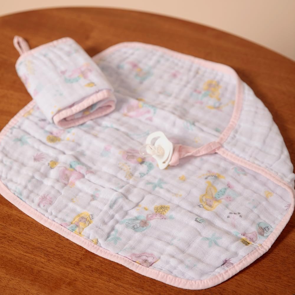 Papi Textil Paninho de Boca Soft Papi com Prendedor de Chupeta - 2 Unidades Estampa Sereia