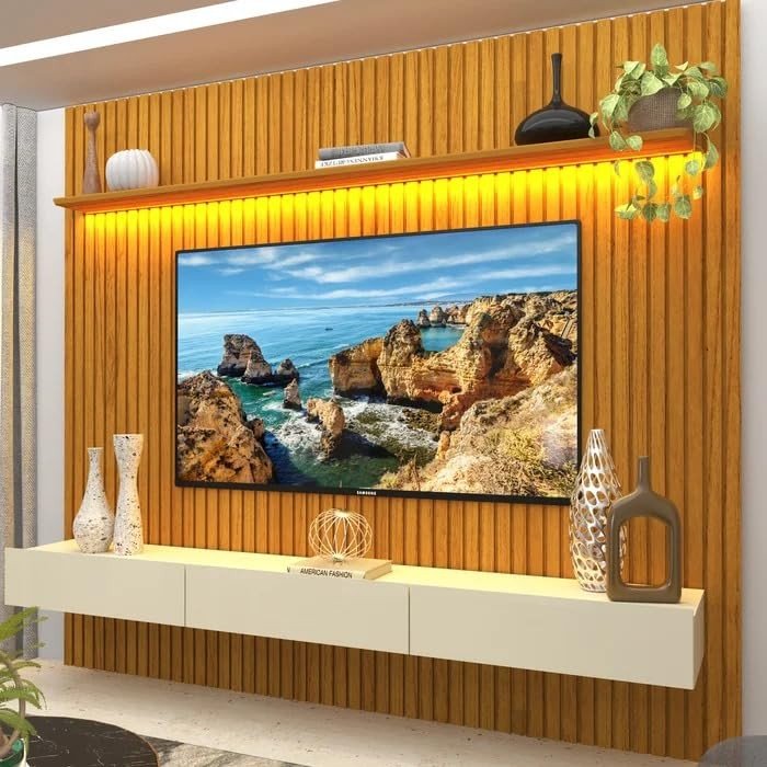 Estante Home Theater com LED Nobre 230cm - Até 85" | Design Moderno e Funcional