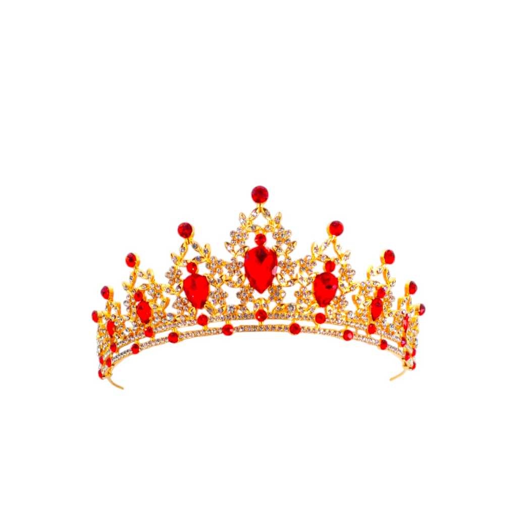Tiara Dourada com Diamantes Vermelhos para Pombagira: Simbolismo e Beleza