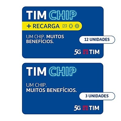 Tim Chip Kit: 15 Chips Pré-Pagos + Recarga