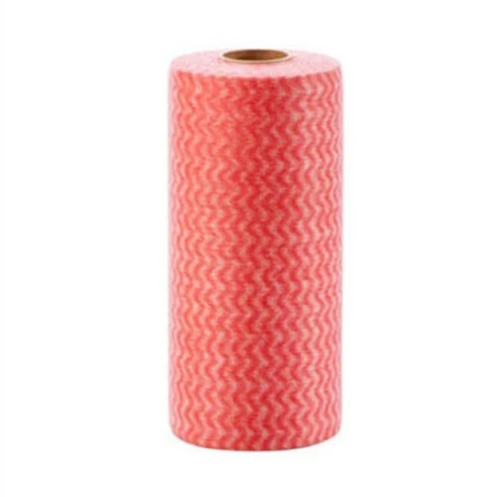 Pano Descartável Multiuso Tipo Perfex em Rolo com 50 Unidades – 25x30cm – Reutilizável e Super Absorvente (Vermelho)