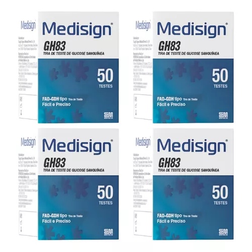 Tiras de Glicemia Medisign GH83: 200 em 4 Tubetes para Controle Preciso
