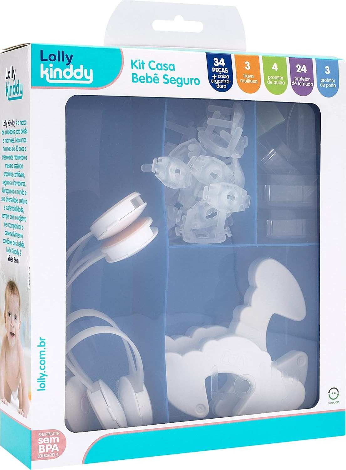 Lolly Kit Casa Bebê Seguro - Protetores de Tomada, Quina e Travas para Portas