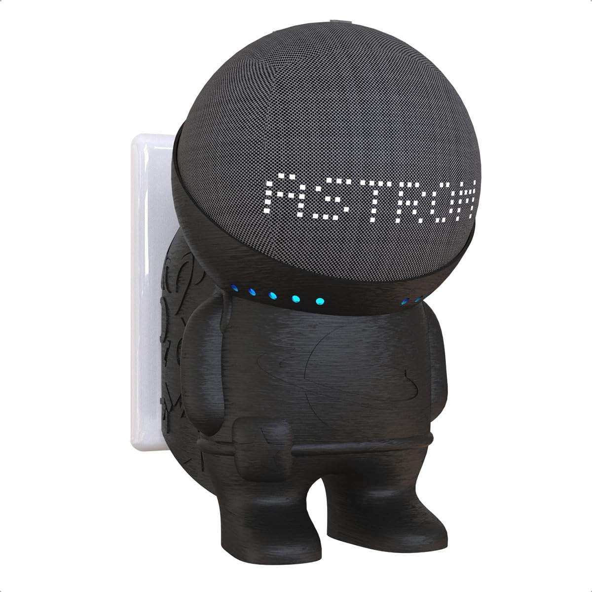 Suporte de Tomada Astronauta para Alexa Echo Dot 5ª/4ª Geração (Preto) - Design Moderno e Organização