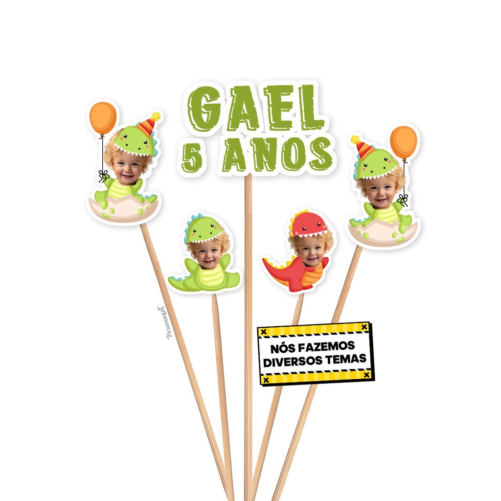 Topo de Bolo Personalizado com Foto Dinossauro Baby – Decore com Emoção!