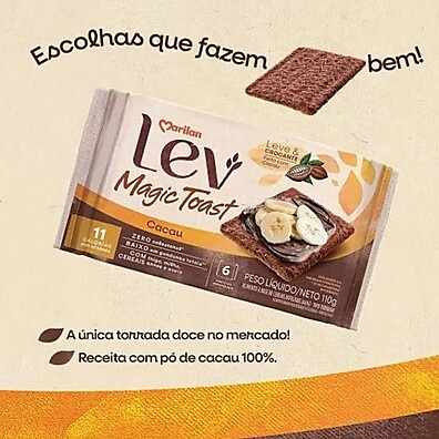 Torrada Doce Lev Magic Toast Cacau Marilan 110g