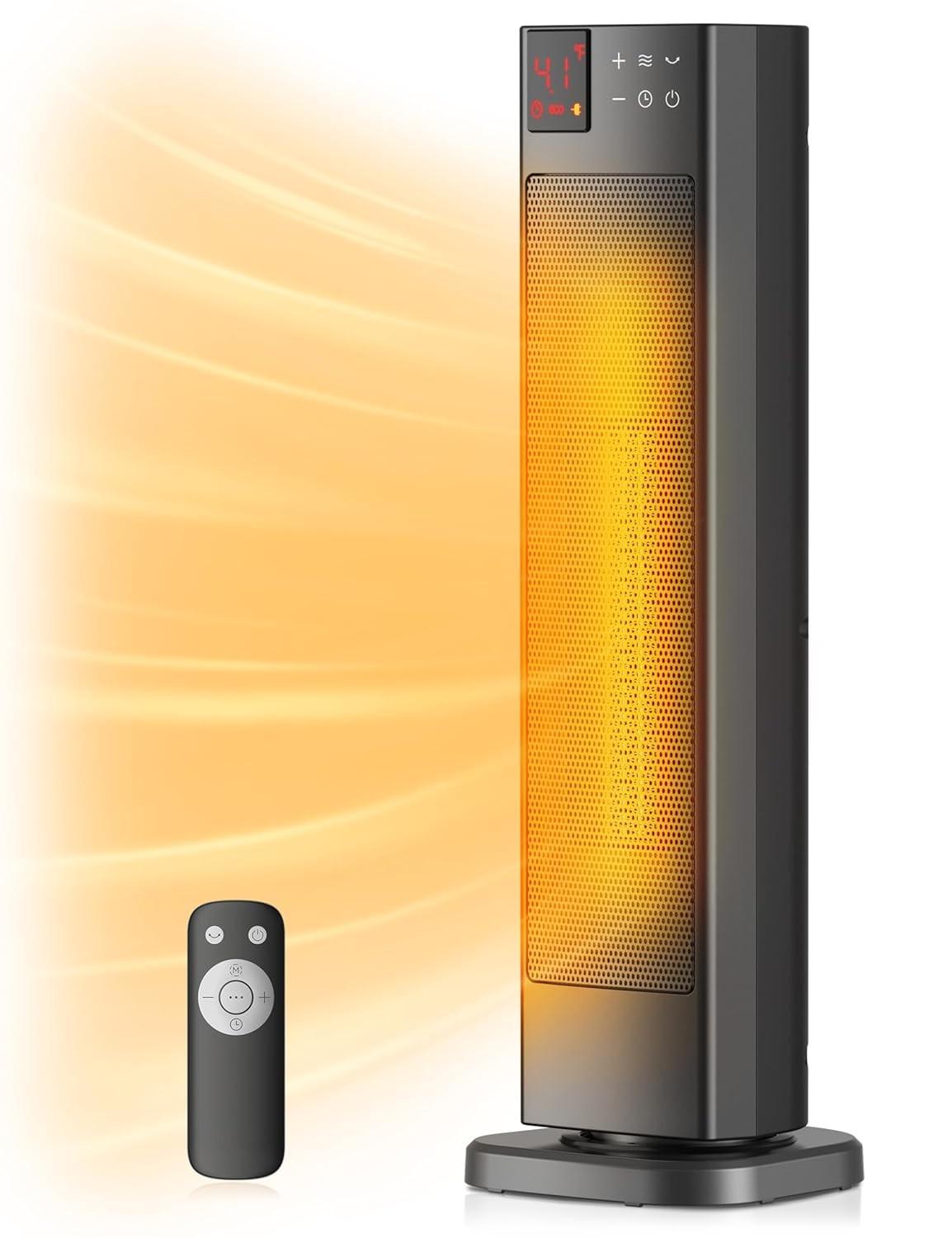 Aquecedor de Torre PELONIS 1500W com Oscilação, Controle Remoto e Segurança Total