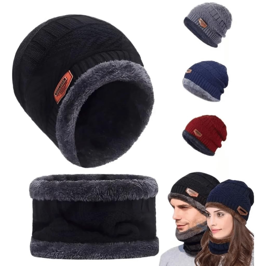Touca de Frio Premium + Gorro de Inverno Forrado com Pelúcia - Aquece Cabeça e Pescoço