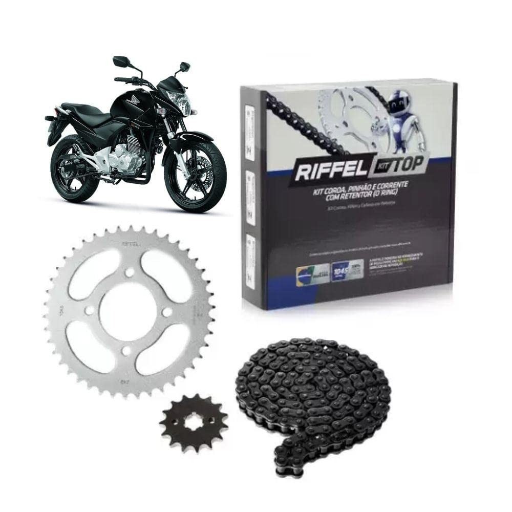 Kit Relação Transmissão Honda CB 300R 2009-2015 Riffel O-Ring Aço 1045