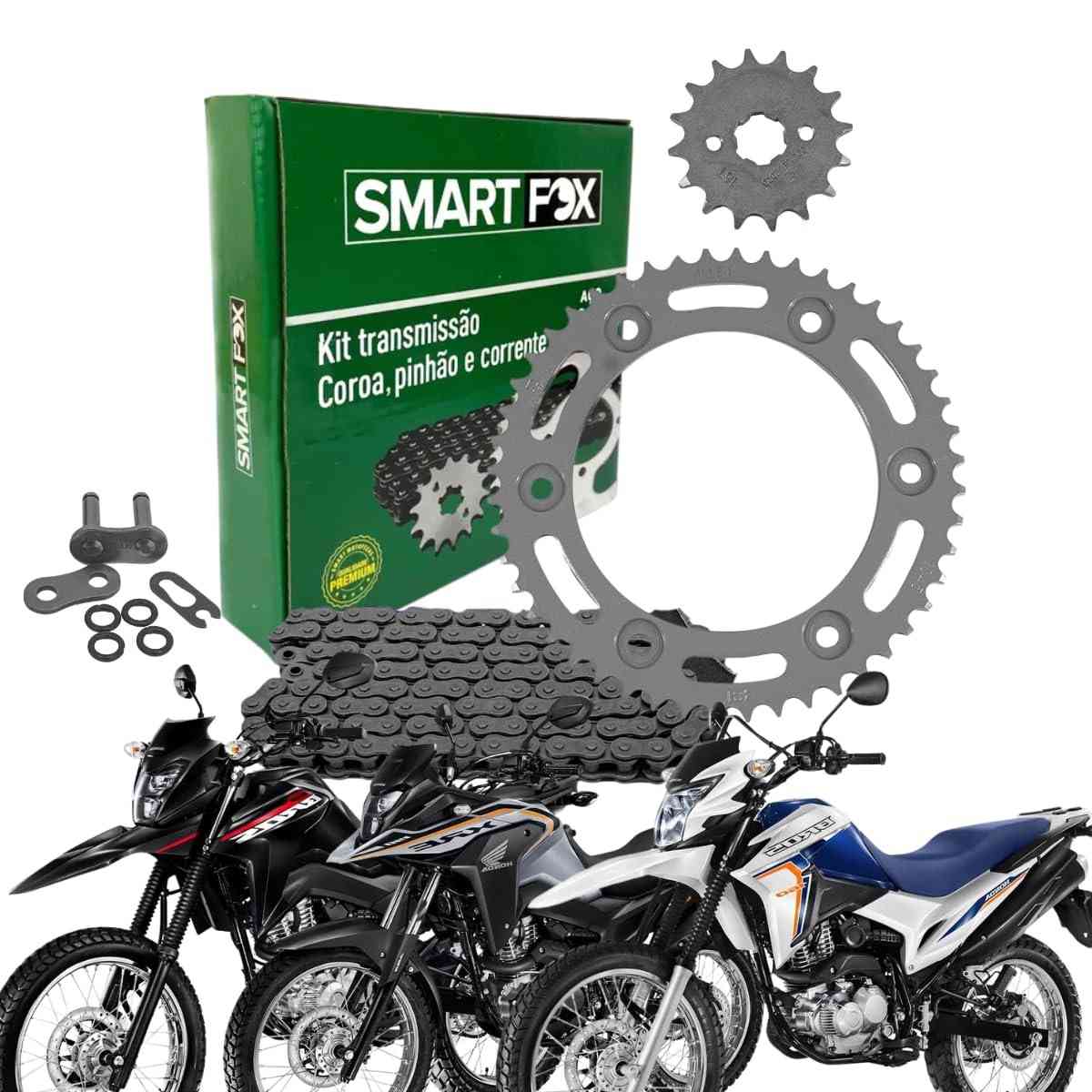 Kit Relação Transmissão Bros 160 XRE 190 Smart Fox com Retentor - Durabilidade e Performance