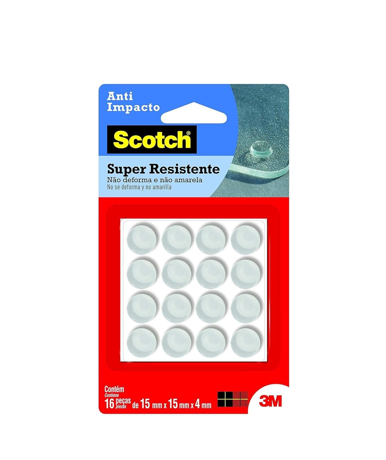 Protetor Anti-Impacto Scotch Redondo Transparente Grande 16 Unidades – Proteção Silenciosa para Móveis