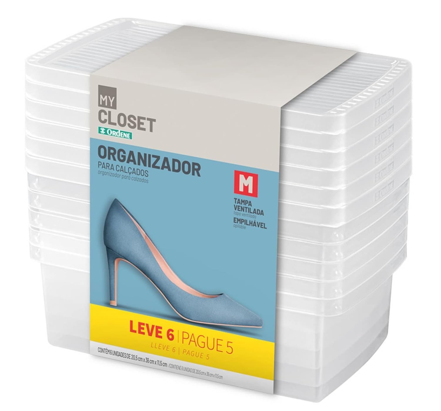 Conjunto de 6 Caixas Plásticas Transparentes para Sapatos - Organize sua Coleção com Estilo