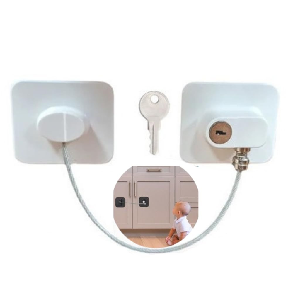 Trava de Segurança Multiuso Flexível Flysea - Proteja Sua Casa com Chave para Portas, Gavetas, Armários e Eletrodomésticos