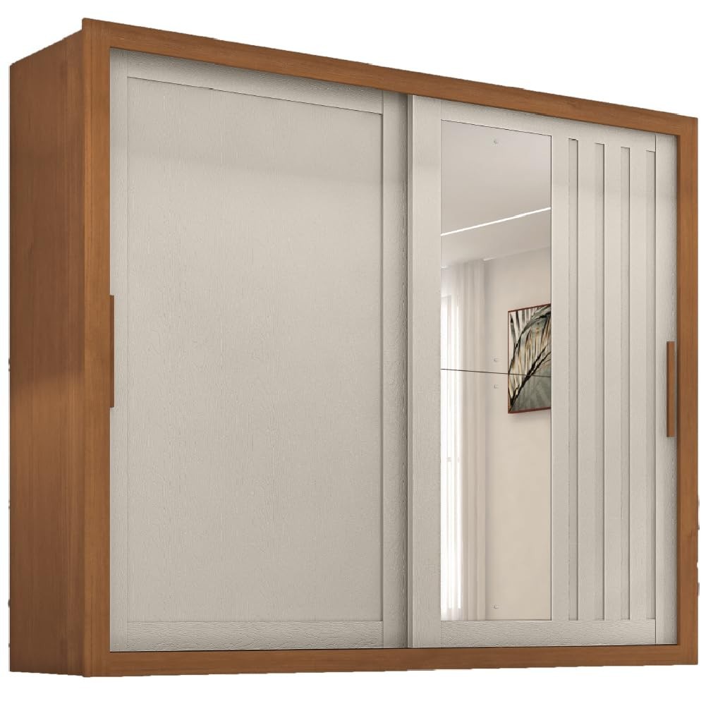 Guarda-Roupas Casal com Espelho 2P Correr 4G Trianon Madeirado/Areia Zanzini
