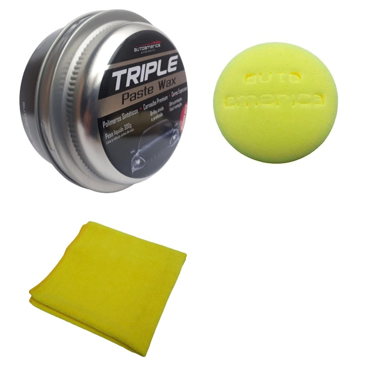 Cera Autoamerica Triple 300g: Proteção Duradoura e Brilho Espelhado com Toalha Microfibra
