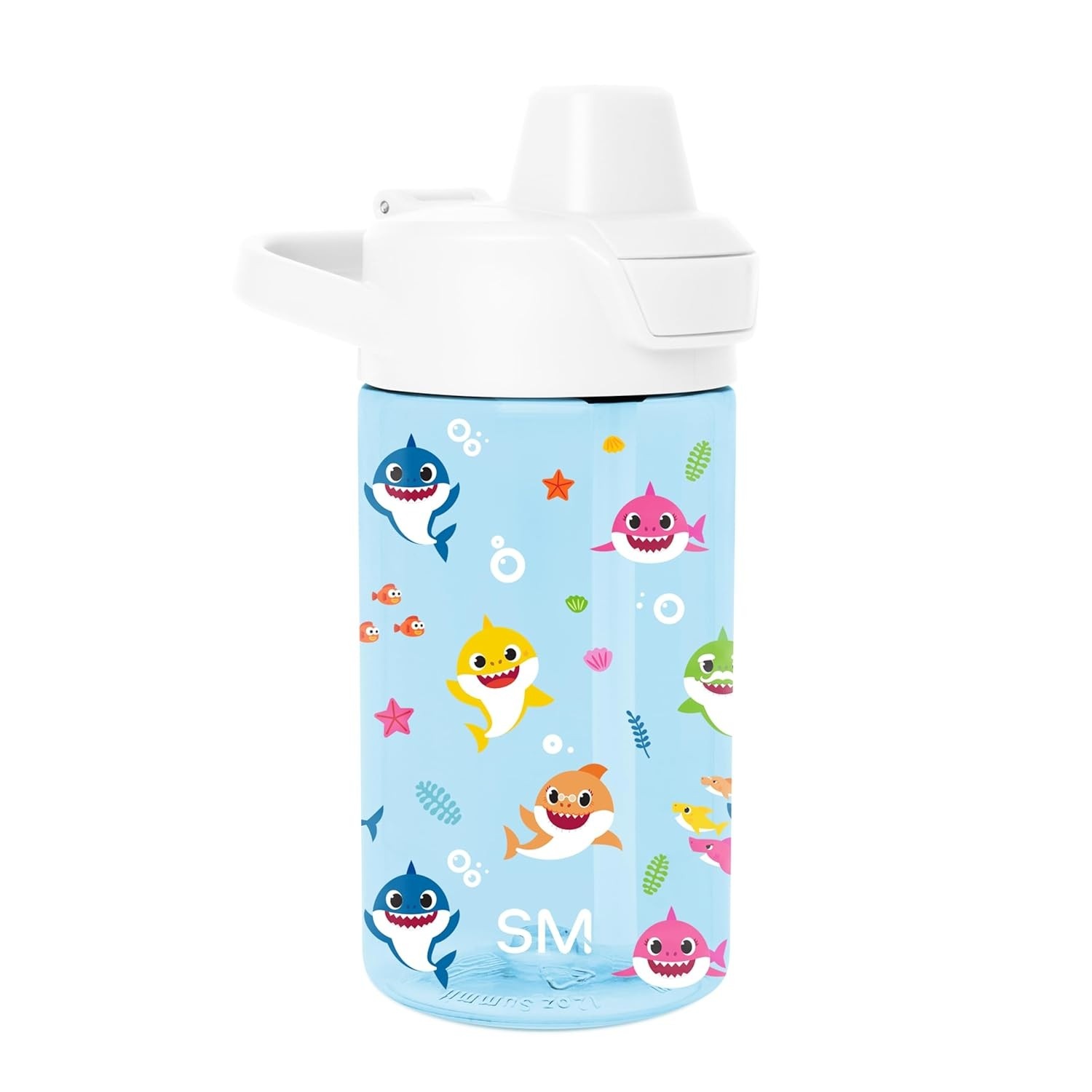 Garrafa Infantil Baby Shark 350ml - Copo Tritan com Canudo, Sem BPA, à Prova de Vazamento