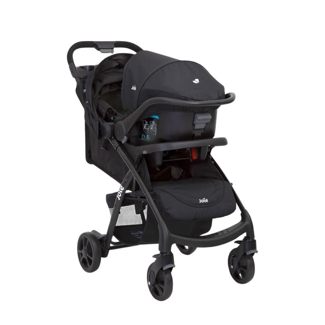 Joie Travel System Muze LX TS Preto: Carrinho Leve e Bebê Conforto para Passeios Incríveis