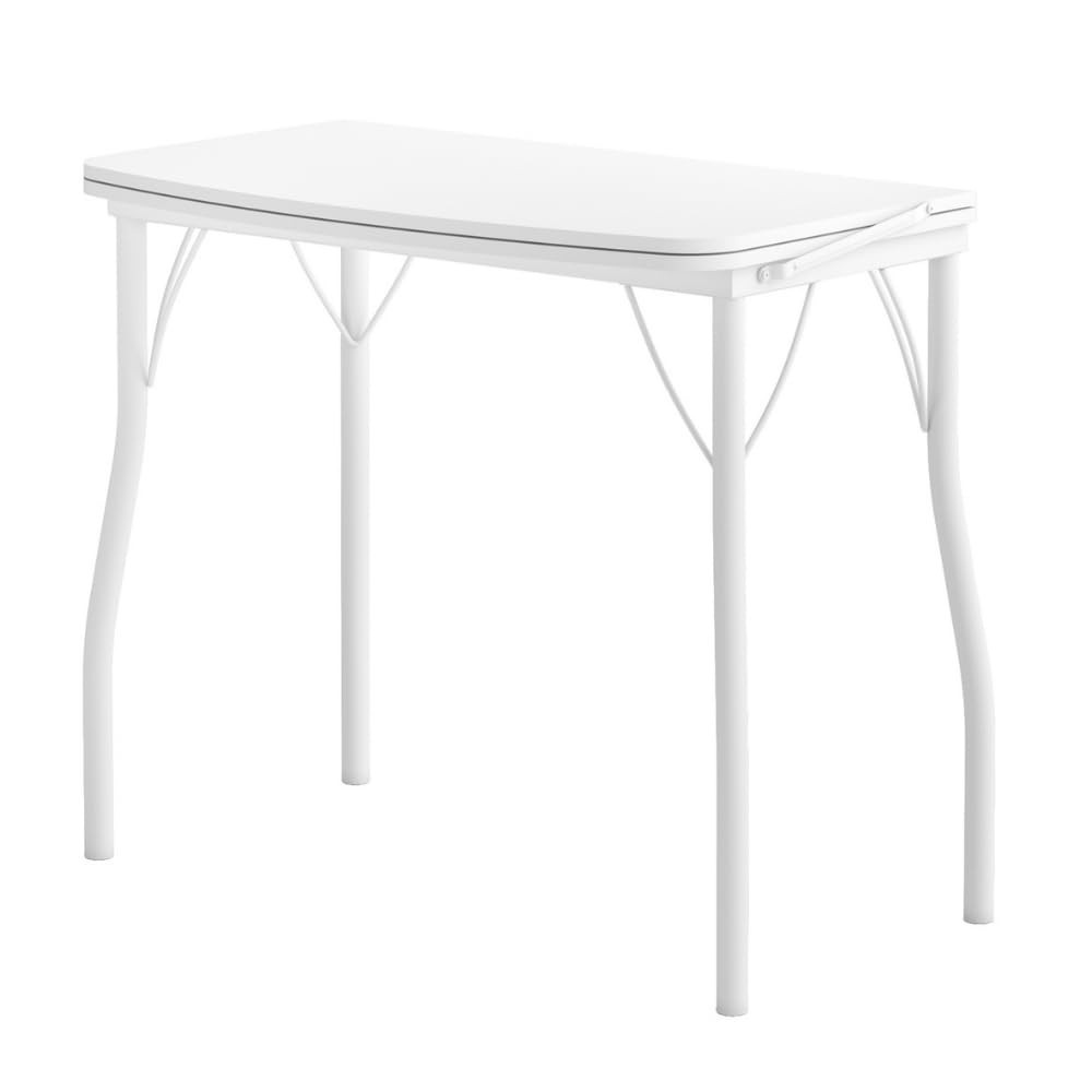 Mesa Dobrável Branca com Tampo em MDP e Tubos de Aço - Ideal para Espaços Pequenos