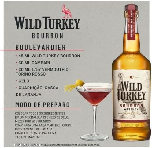 Whiskey Bourbon Wild Turkey 81 Wild Turkey 81 Sabor Caramelo Adocicado. 1000 Ml