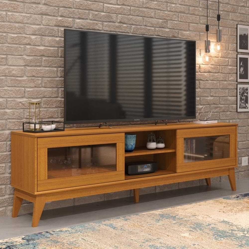 Rack para TV Até 65 Polegadas Amber com 2 Portas de Vidro Deslizante Reflecta 180cm - Design Moderno e Funcional
