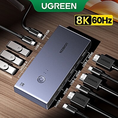 UGREEN KVM Switch 8K: Compartilhe Telas e Periféricos!