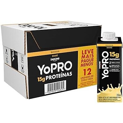 YoPRO Banana: 15g Proteína UHT 250ml (12 Un.)