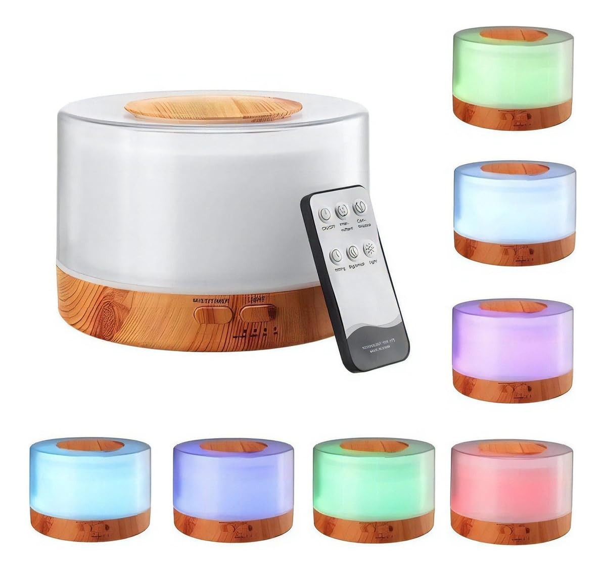 Difusor de Aroma Ultrassônico com Luzes Coloridas 700ml - Umidificador Silencioso com Controle Remoto