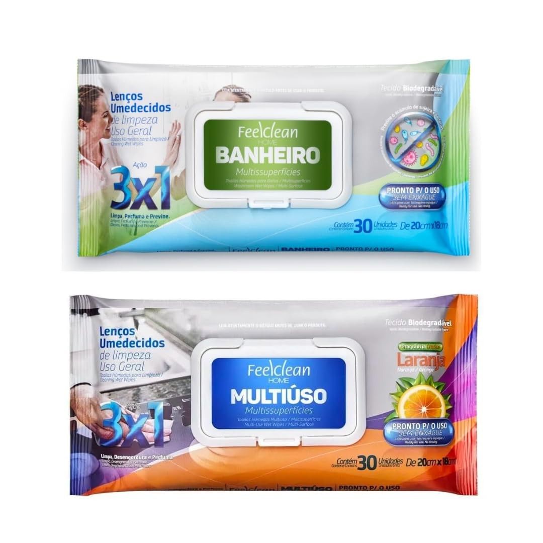 Kit Lenços Umedecidos Home: Limpeza Total para Banheiro e Multiuso com Fragrância Floral