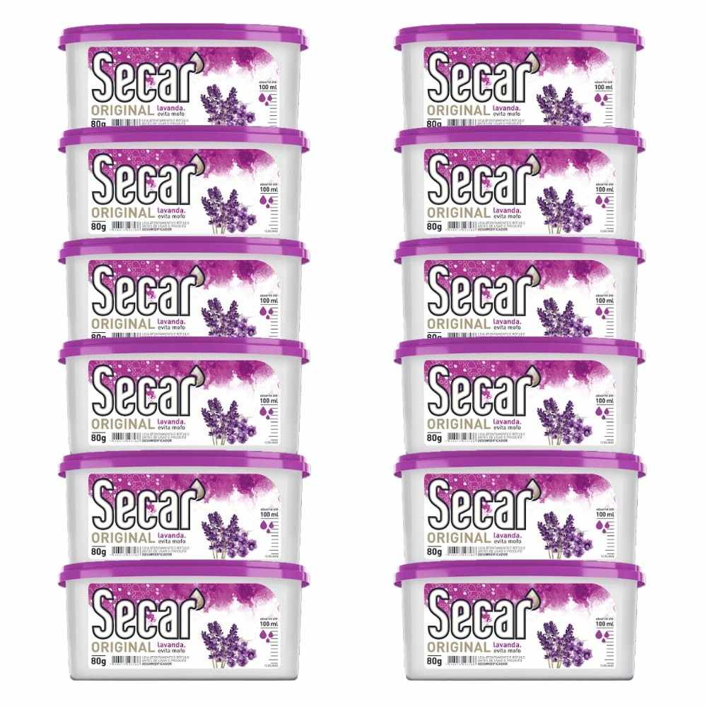 Kit 12 Antimofo Secar 80g Lavanda - Combate Umidade, Mofo e Bolor em Armários e Cômodas
