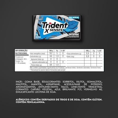 Chiclete Trident XSenses Intense Sem Açúcar - Caixa com 21 unid. de 8g