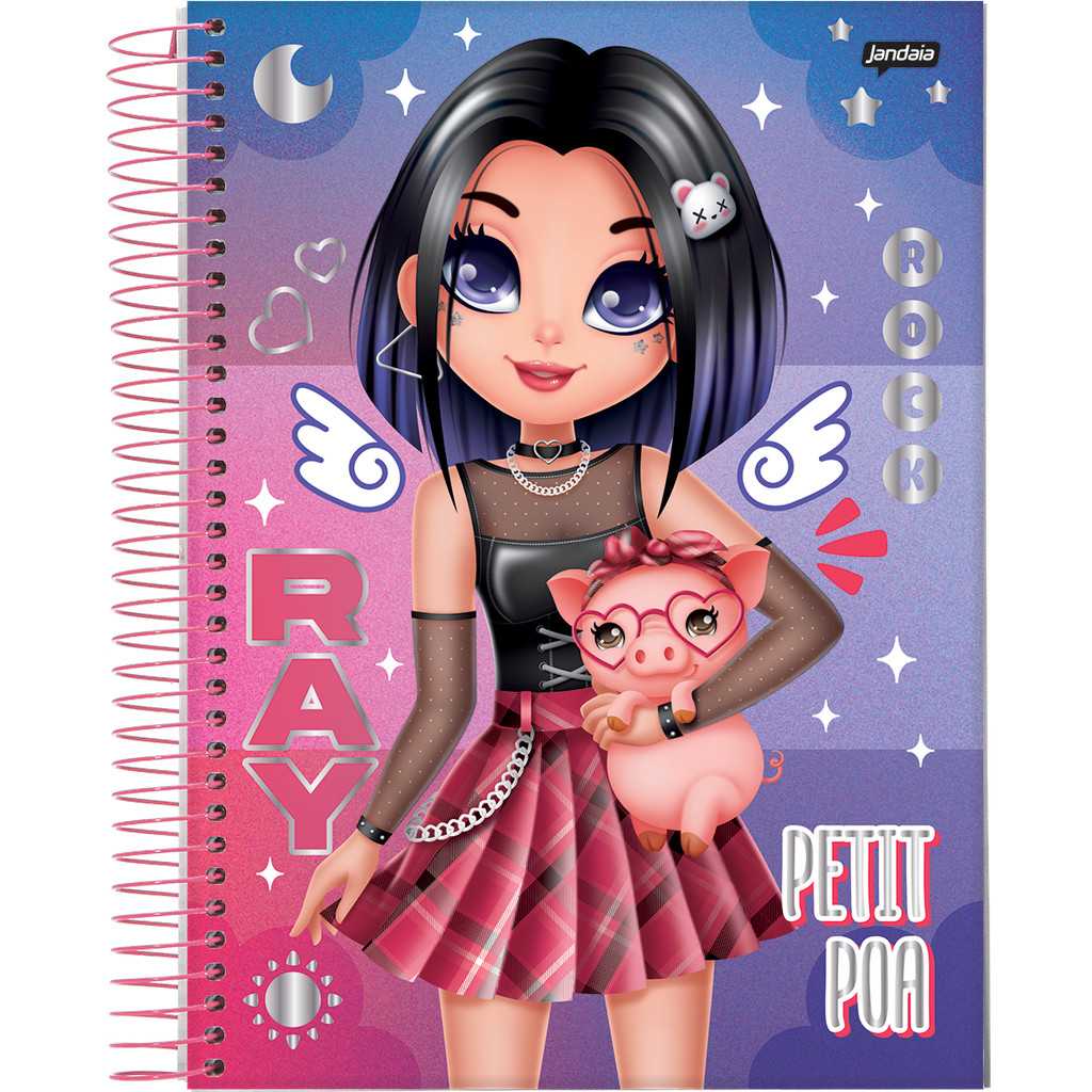 Caderno 1/4 Capa Dura 200 Folhas Petit Poá – 5 Unidades