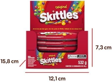 Bala Skittles Original - Case com 14 unidades de 38g