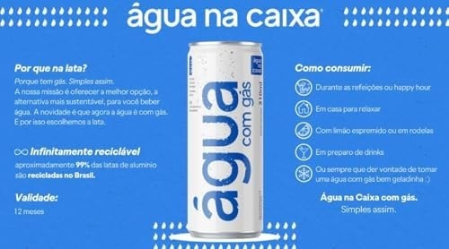 Água na Lata - Água Mineral com Gás - Pacote c/12 unidades 310ml