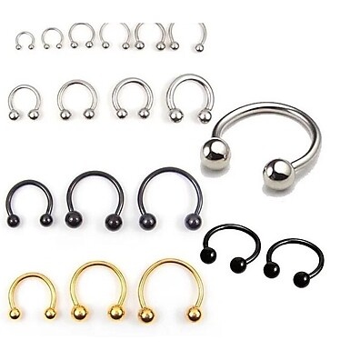 Kit 3 Pçs Piercing Ferradura Septo - Orelha 6/8/10mm Fashion Top Unissex
