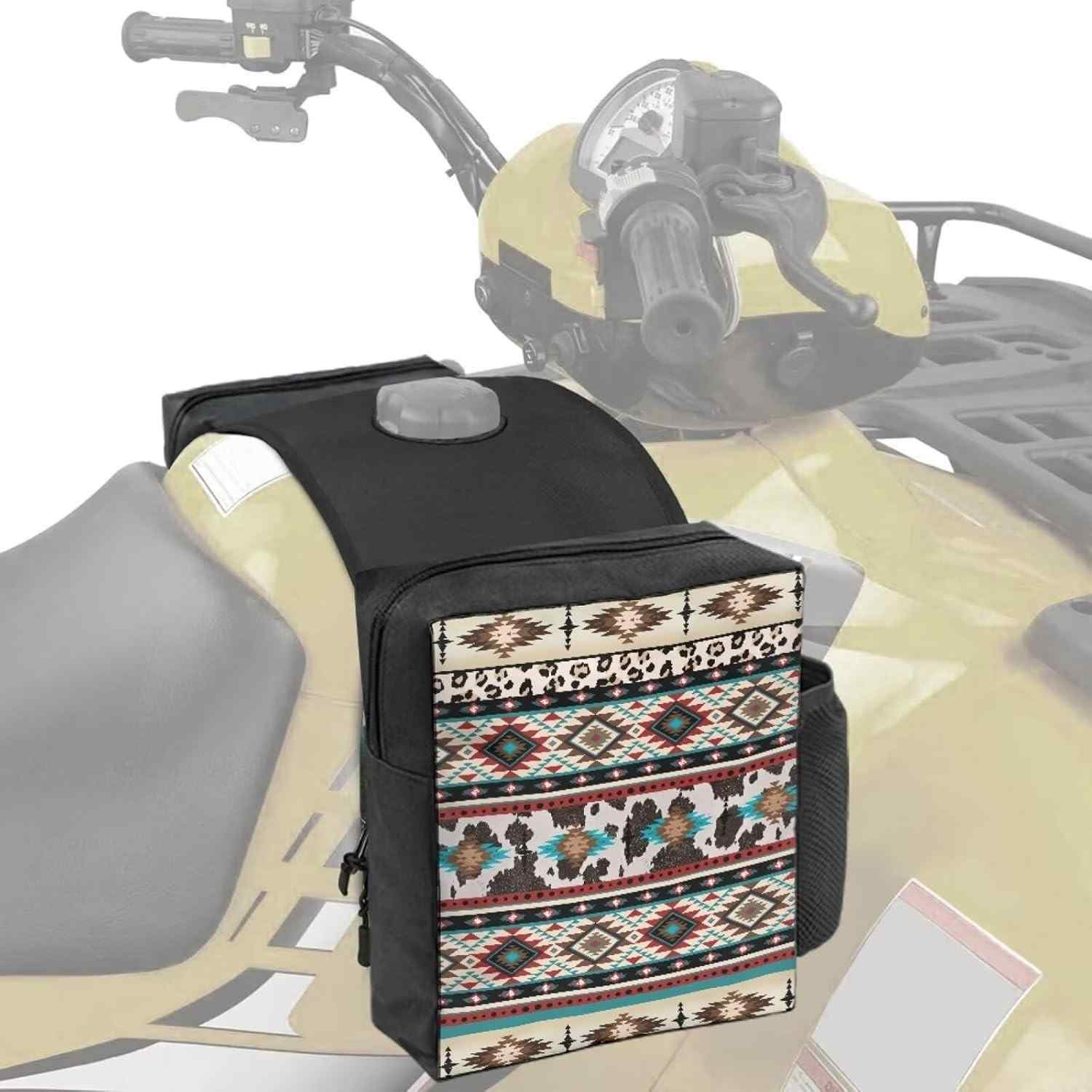 Bolsa Frontal Universal para Quadriciclo e Moto - Estampa Asteca Vaca | Armazenamento Essencial