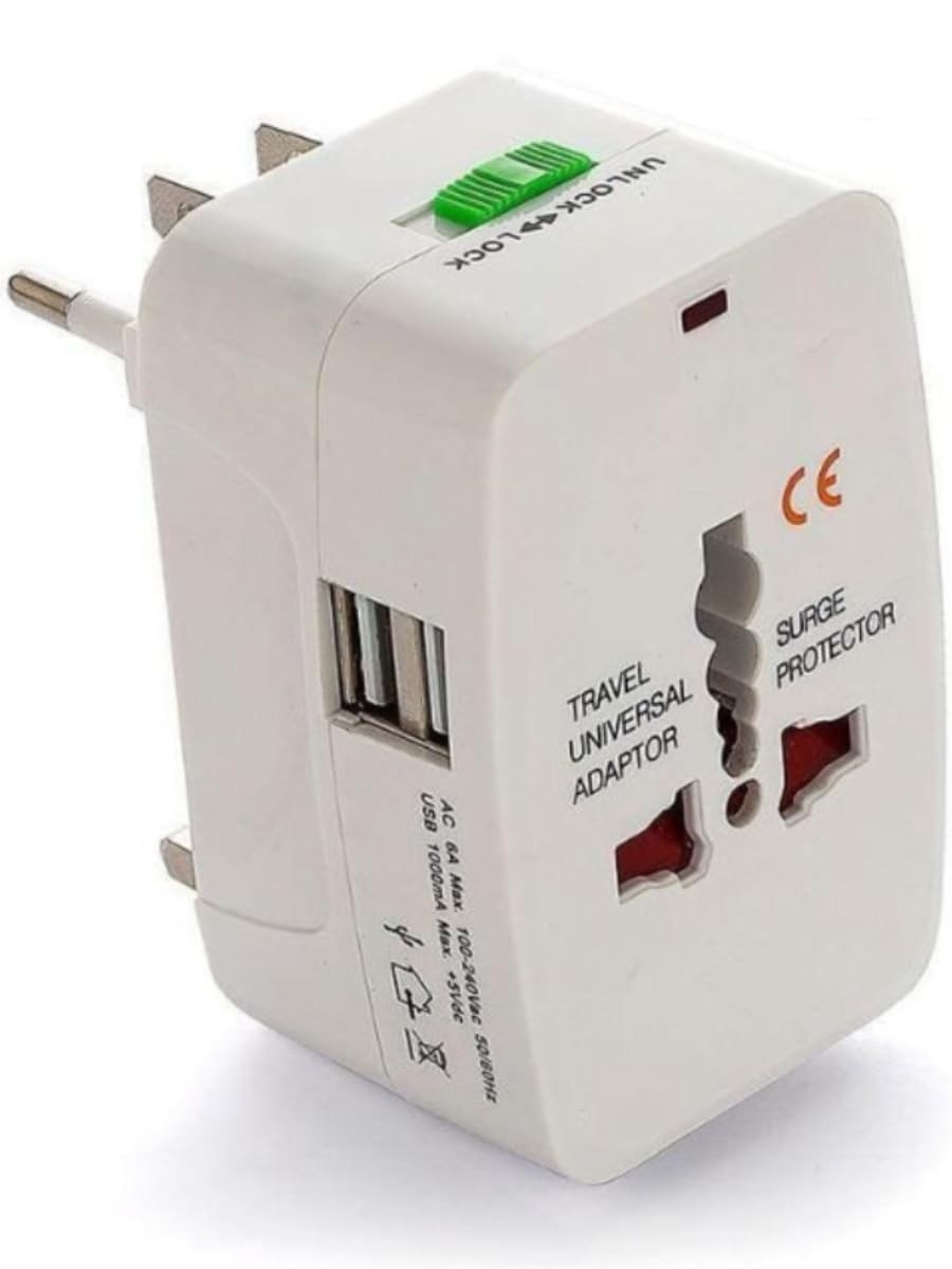 Adaptador Universal de Tomada com USB: Bivolt, 150 Países e Pinos Retráteis para Viagens Internacionais