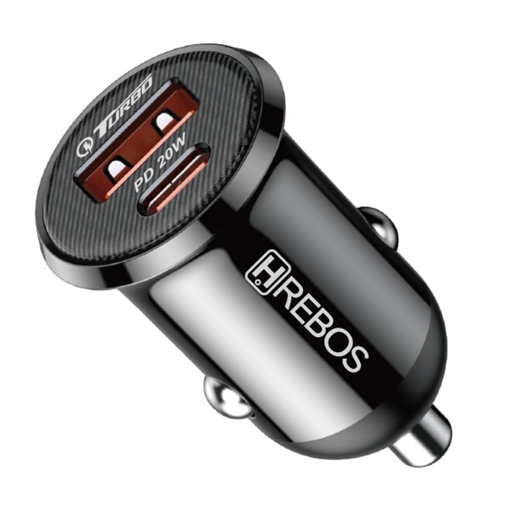 Carregador Veicular Mini 20W Turbo USB-C + USB-A Universal p/ Android e iPhone