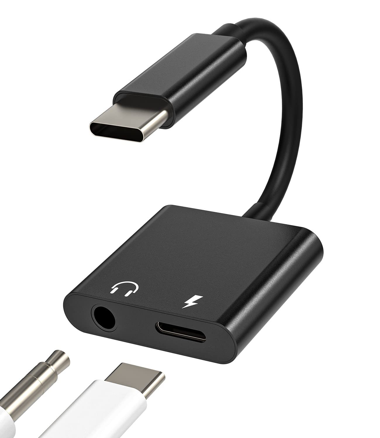 Adaptador USB-C 2 em 1: Áudio DAC e Carregamento Rápido para Samsung, LG, Pixel e iPad Pro